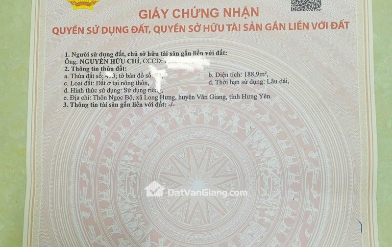 Bán đất ở Văn Giang 188,9m2, 2 Mặt tiền 7,8m, Cạnh ĐHBK CS2, Sát Ecopark, Ô tô 7 chỗ thông